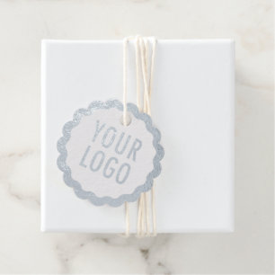 Silver Foil Hang Tags Round Scalloped Custom Logo