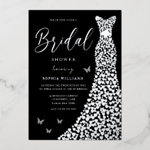 Silver Foil Heart Gown with Black Bridal Shower
