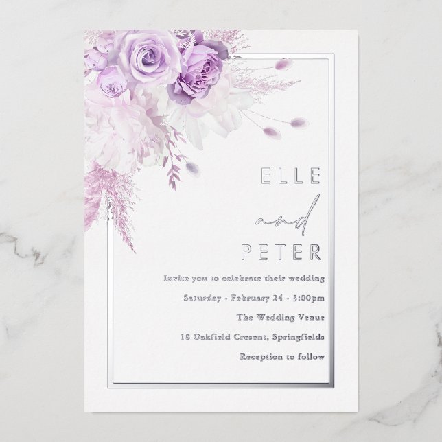 Silver Foil & Lavender Roses Wedding (Front)