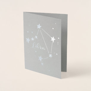 Silver Foil Libra Zodiac Constellation Card