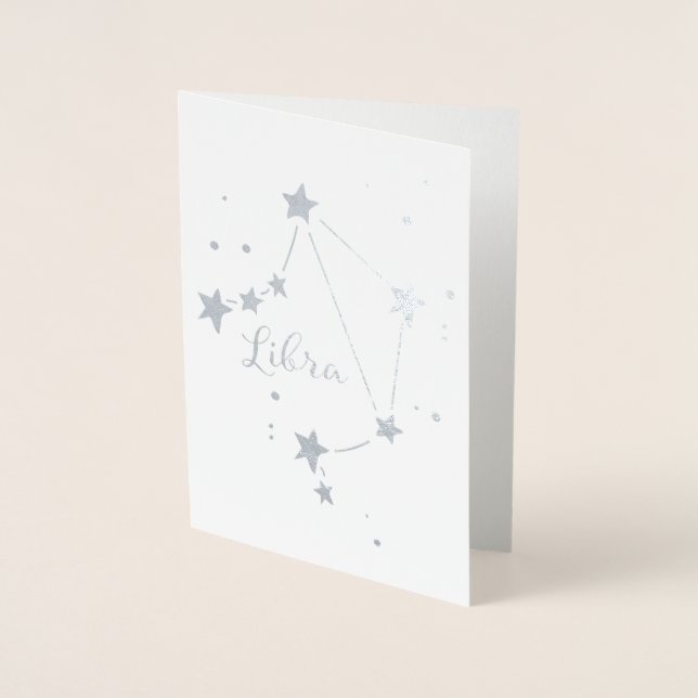 Silver Foil Libra Zodiac Constellation Card (Front)