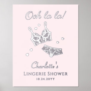 Silver Foil Lingerie Bridal Shower Welcome Prints