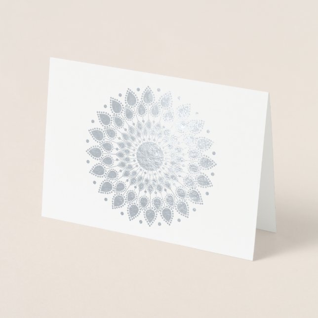 Silver Foil Lotus Mandala Foil Card (Front)