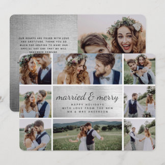 Silver Foil Married & Merry Wedding Announcement