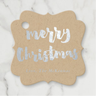 Silver Foil Merry Christmas Gift Tags Favour Tag