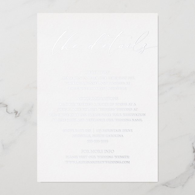 Silver Foil Minimalist Wedding Enclosure Card  (Front)