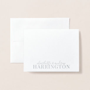 Silver Foil Monogram Couple Name Foil Card