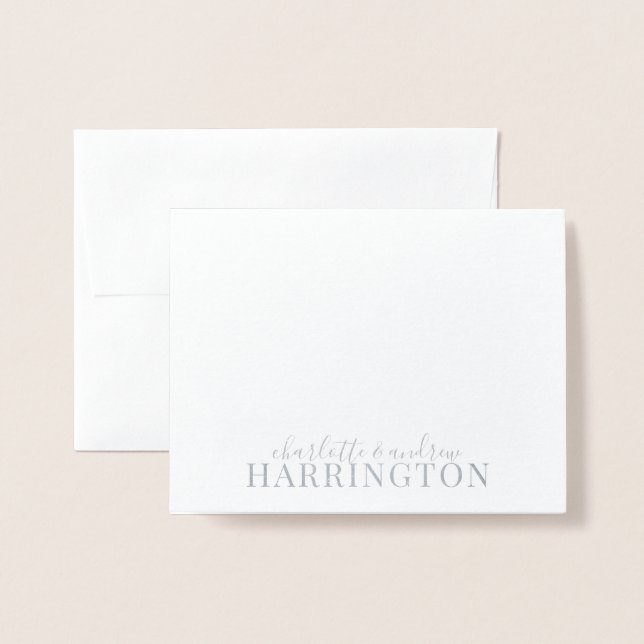 Silver Foil Monogram Wedding Anniversary Card (Front With Envelope)