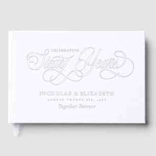 Silver Foil Names 60th Wedding Anniversary Guest Book
