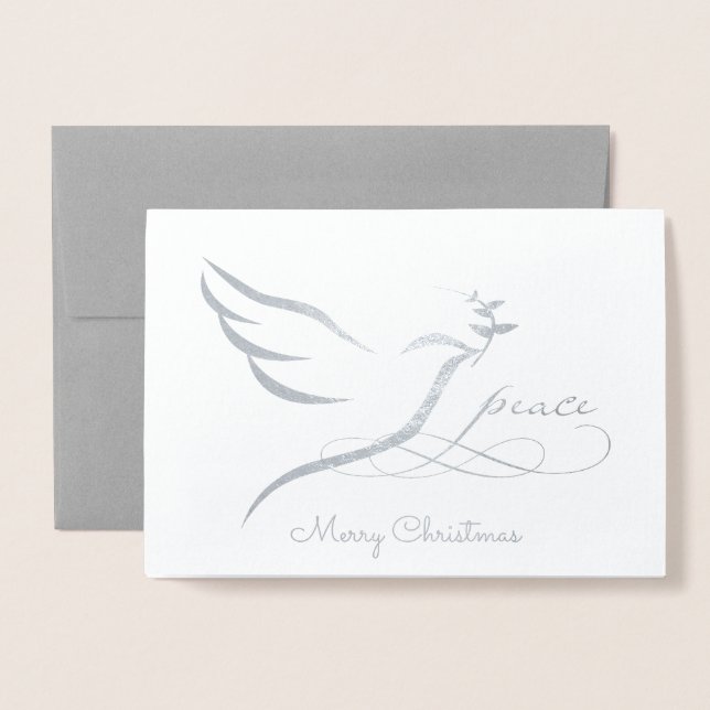 Silver Foil Peace Dove Card (Front With Envelope)