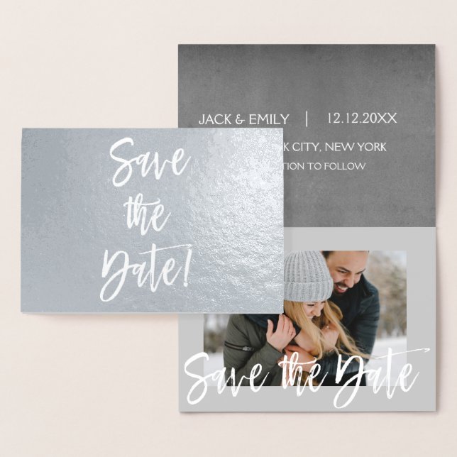 Silver Foil Photo Save the Date Card (Display)