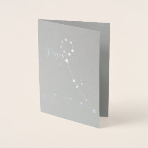 Silver Foil Pisces Zodiac Constellation Card