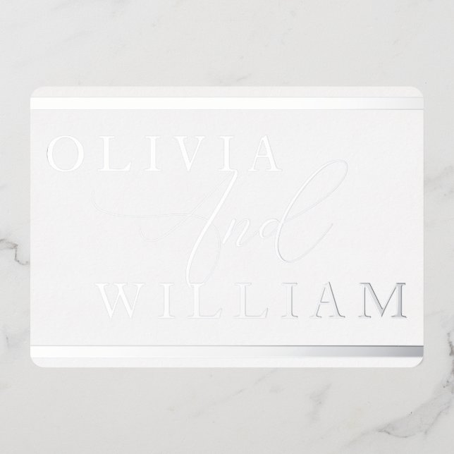 Silver Foil Pressed Modern Elegant Wedding (Front)