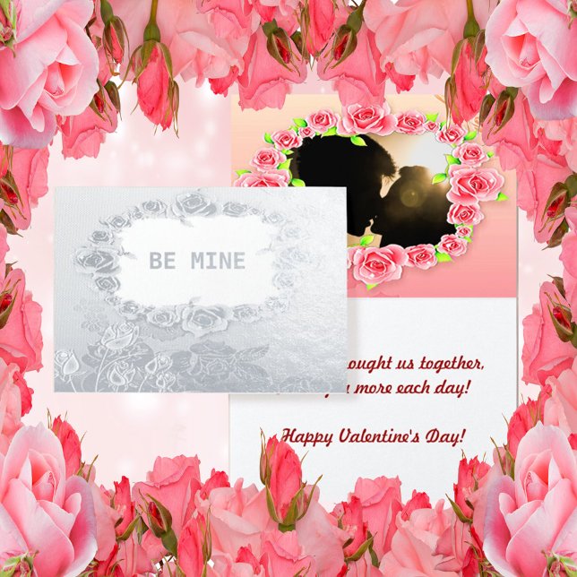 Silver Foil Roses Be Mine Valentine Couple Foil Card (Creator Uploaded)