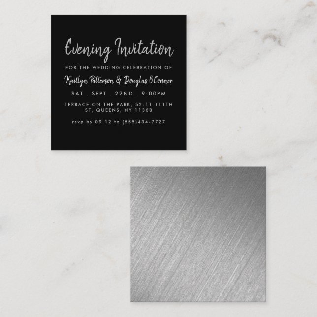 Silver Foil & Script Evening Event Ticket Invite (Front/Back)