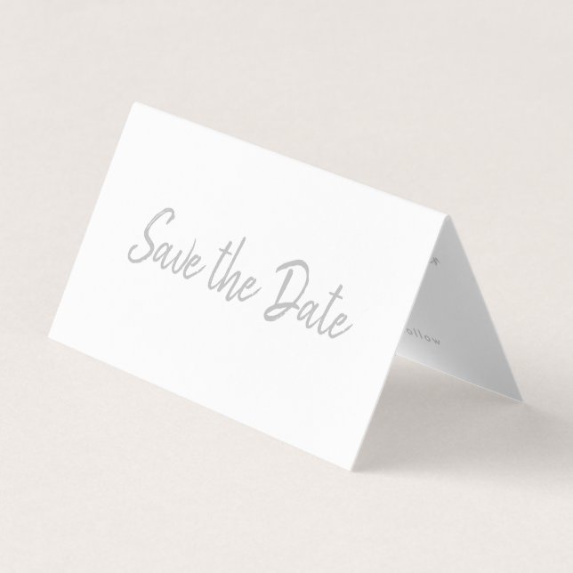 Silver Foil & Script Photo Save The Date Card (Front)