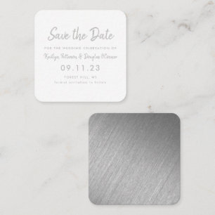Silver Foil & Script Save The Date Card