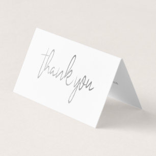 Silver Foil Script Wedding Photo Thank You Card