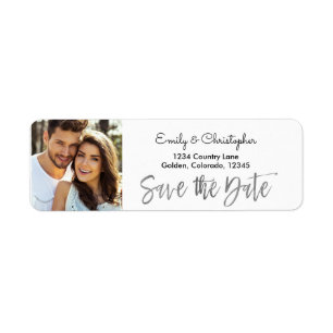 Silver Foil Script Wedding Save the Date Photo