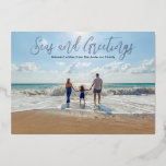 Silver foil Seas and Greetings Beach Christmas Foi Foil Holiday Card<br><div class="desc">For more advanced customisation of this design,  simply select the "Customise It" button above!</div>