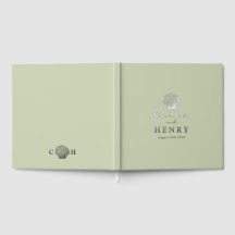 Silver Foil Seashell Monogram Wedding Guest Book