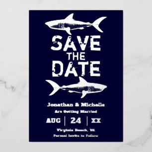 Silver Foil Shark Beach Save the Date