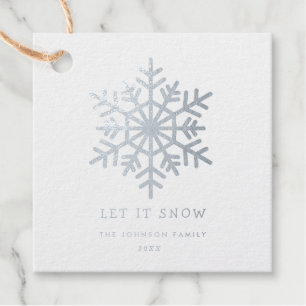 Silver foil simple snowflake - let it snow favour tags