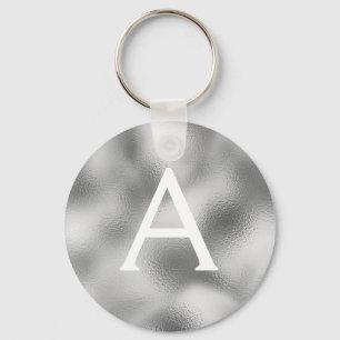 Silver Foil & Sparkle Monogram Key Ring