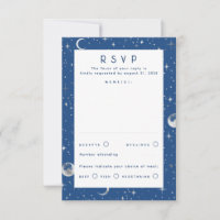 Silver Foil Stars Celestial Wedding RSVP