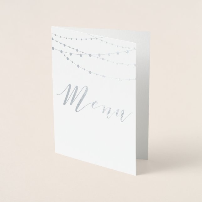 Silver foil string lights menu card (Front)