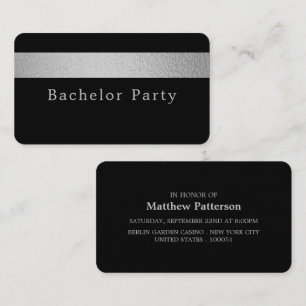 Silver Foil Stripe, Bachelor Party Ticket Invite