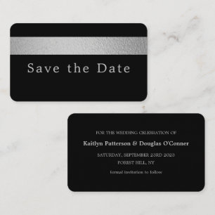 Silver Foil Stripe, Save The Date Card