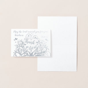 Silver Foil Swirl Tree Thank You Bible Verse Foil Card