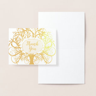 Silver Foil Swirl Tree Thank You Foil Card