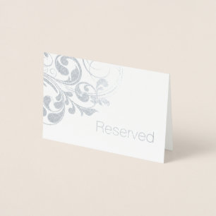 Silver Foil Swirls Elegant Flourish Reserved Foil Card