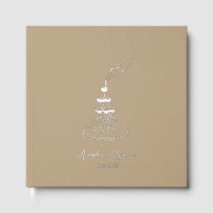 Silver Foil Taupe Champagne Tower Wedding Guest Book
