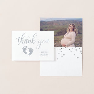 Silver FOIL THANK YOU Baby Shower PHOTO Card