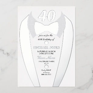 Silver Foil Tuxedo Suit Mens 40th Birthday Party
