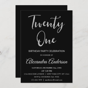 Silver Foil Twenty One 21st Birthday Invitation