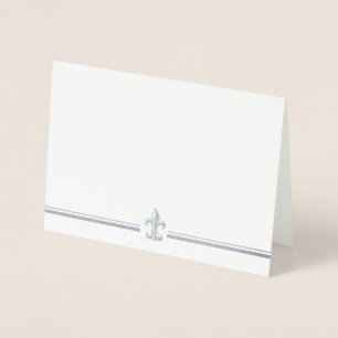 Silver Foil Vintage Elegant Fleur de Lis Card