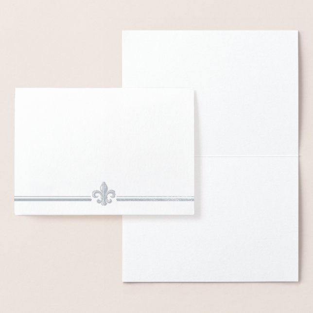 Silver Foil Vintage Fleur de Lis Greeting Card (Display)