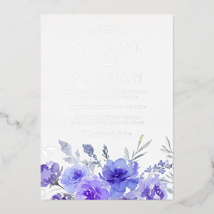Silver Foil & Violet Purple Floral Wedding