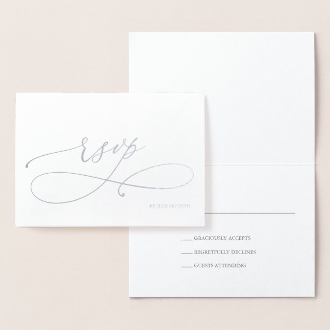 Silver Foil Wedding RSVP Reply Foil Card (Display)