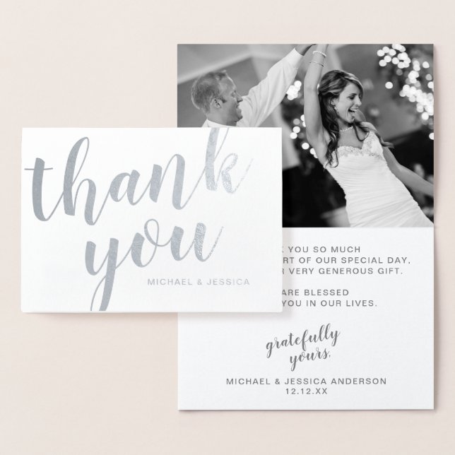 Silver Foil Wedding Thank You with Photo Foil Card (Display)