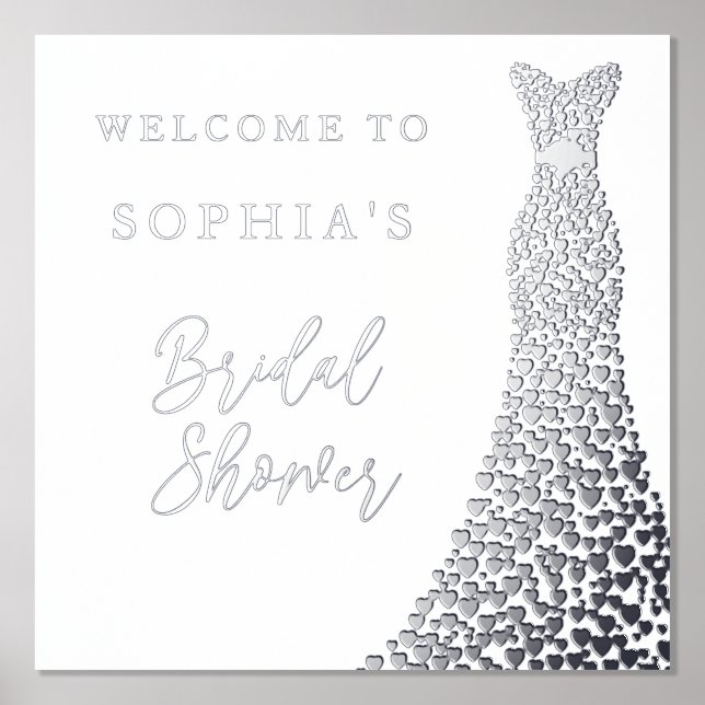 Silver Foil Welcome Sign for Bridal Shower  (Front)