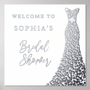 Silver Foil Welcome Sign for Bridal Shower