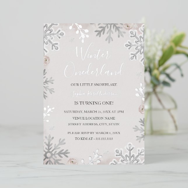 SILVER FOIL Winter Onederland 1st Birthday (Standing Front)