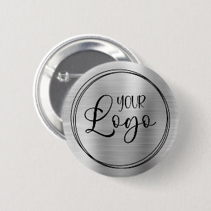 Silver Foil Your Business Logo Here 6 Cm Round Badge