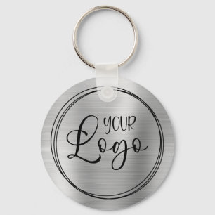 Silver Foil Your Business Logo Here Key Ring