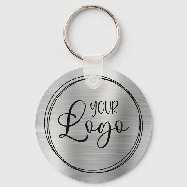 Silver Foil Your Business Logo Here Key Ring (Front)